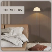 HOMCOM Lampă de Podea Modernă cu Abajur Dublu Stratificat, din Metal și Acril, Ø35x150 cm, Albă(m-7)