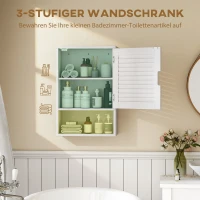 HOMCOM Badkamerkast Hangkast Wandkast met 1 deur, verstelbare planken 40 x 20 x 60 cm Wit(m-4)