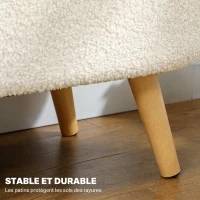 HOMCOM Banc de Rangement, Bout de Lit Rembourré en Peluche Teddy avec Couvercle et Pieds en Bois, 82 x 41 x 45 cm, Blanc(m-6)