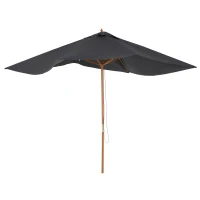 Outsunny Ombrellone da Giardino 2x3m in Legno e Bambù con 8 Stecche e Copertura in Poliestere, Grigio Scuro(m-9)