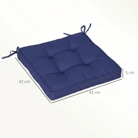 Outsunny Garden Seat Cushion with Ties, 42 x 42cm Replacement Dining Chair Seat Pad, Dark Blue(m-3)