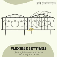 Outsunny Decorative Garden Fencing, 8PCs Outdoor Picket Fence Panels, Rustproof Metal Wire Landscape Flower Bed Border Edging Animal Barrier, Black(m-5)