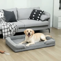 PawHut Dog Sofa Bed, Washable Pet Bed with Removable Cover and Non-Slip Bottom for Small, Medium and Large Dogs, Grey(m-10)