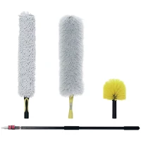 HOMCOM Kit di Pulizia per Casa e Ufficio con Asta, Spolverino per Ragnatele, Spolverino in Microfibra e Spolverino per Ventilatore(m-1)