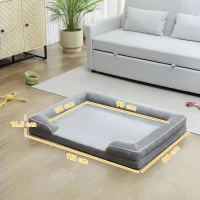 PawHut Dog Sofa Bed, Washable Pet Bed with Removable Cover and Non-Slip Bottom for Small, Medium and Large Dogs, Grey(m-3)