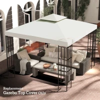 Outsunny Techo de Repuesto para Cenador, 3x3 m, Cubierta de Repuesto con Techo Doble, 8 Orificios de Drenaje y Protección UV, SOLO Toldo de Recambio para Pabellón Gazebo, Crema(m-10)