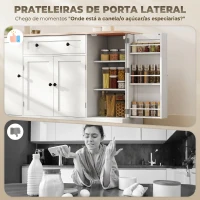 HOMCOM Aparador de Cozinha com Gaveta, Prateleiras nas Portas Prateleiras Ajustáveis Bar de Café 138x40x83,5 cm Branco(m-6)