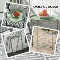 Outsunny Tavolino da Giardino con Vassoio Rimovibile e Gambe Pieghevoli in Acciaio, Ø46x50 cm, Verde(m-4)