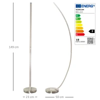 HOMCOM Aluminium Arc Floor Lamp, Futuristic Indoor Standing LED Light Home Ambience w/ Round Base Foot Switch, Living Room Bedroom Office Lounge, Silver Tone(m-3)