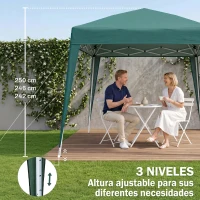 Outsunny Carpa Plegable 2,4x2,4 m, Pop-up, Cenador Pabellón de Jardín, Altura Ajustable con Bolsa de Transporte, Anti-UV, Impermeable, Gazebo para Camping, Fiestas, Exterior, Verde(m-7)