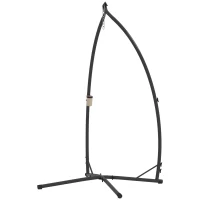 Outsunny Soporte para Silla Colgante con Estructura de Acero Base Estable y Portavaso para Patio Jardín Balcón Negro(m-11)
