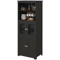 HOMCOM Armoire de cuisine buffet cuisine vaisselier meuble de rangement multi-rangements dim. 60I x 30P x 162H cm noir(m-15)