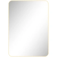 HOMCOM Miroir murale miroir salle de bain rectangulaire avec cadre en alliage d'aluminium or pour chambre, salon 50 x 70 cm(m-1)