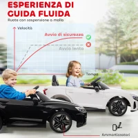 HOMCOM Auto Elettrica per Bambini 3-5 Anni con Telecomando, Sospensioni e Clacson, 103x58x41 cm, Bianca e Nero(m-6)