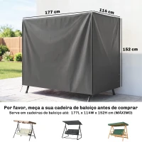 Outsunny Capa para Móveis de Jardim Capa Protetora para Baloiços de Exterior com Fecho de Correr 177x114x152 cm Cinza Escuro(m-3)
