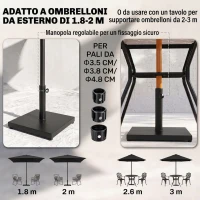 Outsunny Base per Ombrellone Quadrata da 18kg per Pali da Ø3/3.5/3.8 cm, 45x45x39 cm, Nero(m-4)