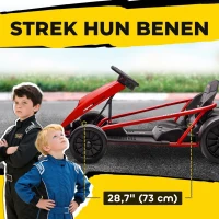 HOMCOM 24V elektrische go-kart voor kinderen, tot 13 km/u, met driftfunctie, 2 motoren, rood, 8-12 jaar(m-6)