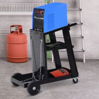 DURHAND Carrello Porta Utensili a 3 Ripiani con 2 Catene di Sicurezza, in Acciaio, 71x39x70 cm, Nero(m-10)