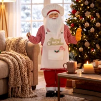 HOMCOM 4ft Singing Cooking Santa Claus, Standing Christmas Animated Santa Figure with Head Moving, Sound/Touch Activated(m-12)
