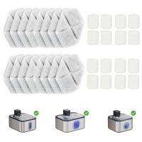 PawHut 16 pcs Filtre Fontaine Eau Chat, Distributeur d'Eau filtrante pour Chat et Chien, Triple Système de Filtration, Blanc