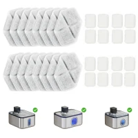 PawHut 16 pcs Filtre Fontaine Eau Chat, Distributeur d'Eau filtrante pour Chat et Chien, Triple Système de Filtration, Blanc(m-1)