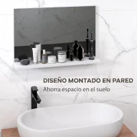 kleankin Espejo de Baño de Pared con Estante Abierto Estilo Moderno para Entrada Pasillo 60x12x40 cm Blanco(m-4)