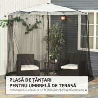 Outsunny, Plasă anti țânțari pentru umbrelă, Pentru Aer Liber, Material tip plasă, Oxford, 300cm x 300cm x 230cm, Negru(m-6)