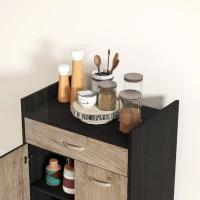 HOMCOM Carrello da Cucina con Cassetto, Armadietto e 4 Ruote in Legno, 60x40x77cm, Nero(m-9)