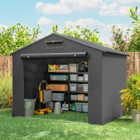 Outsunny 8 x 6 ft Outdoor Garden Storage Shed, Waterproof Bike Tent with Roll-Up Zipper Door(m-10)