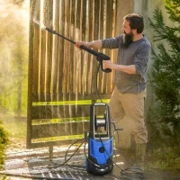 Outsunny 2200W High Pressure Washer, 170 Bar Pressure Washer with Adjustable Nozzle and 6M Hose, 32W x 32D x 80H cm Blue(m-10)