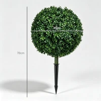 HOMCOM Artificial Boxwood Trees w/ Ground Stake, Set of 2 Ball Shaped Topiary Trees for Home Office & Living Room, UV Resistant(m-3)