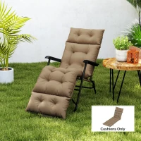 Outsunny Sun Lounger Cushion Only, 190 x 56 x 10 cm Garden Lounge Chair Cushion, UPF20+ 220gsm Fabric, Thick Sunbed Replacement Pad with 6 Ties, Khaki(m-10)