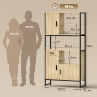 HOMCOM Aparador Alto para Cozinha Armário de Cozinha 3 Portas com Fecho Suave Gaveta Bancada Nichos Abertos Madeira Natural(m-3)