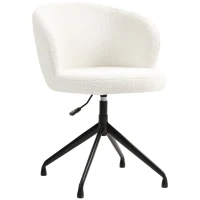 HOMCOM Chaise de bureau ergonomique siège pivotant hauteur réglable capacité 120 kg revêtement tissu bouclette blanc(m-1)