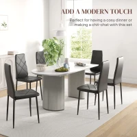 HOMCOM Set of 6 Faux Leather Dining Chairs - Black(m-4)