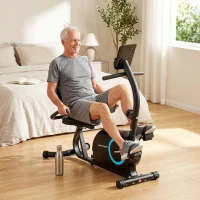 SPORTNOW Recumbent Exercise Bike for Home, Stationary Bike with Bluetooth, App Connectivity, Quiet 8-Level Magnetic Resistance(m-8)