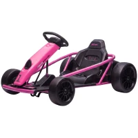 HOMCOM 24 V Elektryczny gokart dla dzieci do 13 km/h Gokart z funkcją driftu, drift-kart z 2 silnikami dla 8–12 lat Różowy(m-19)