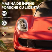 AIYAPLAY Mașinuță de Împins pentru Copii cu Licență Porsche, Claxon, Faruri și Sunet de Pornire, PP, Roșu(m-4)