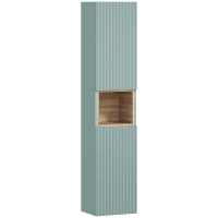 HOMCOM Armario de Baño Alto Estrecha con Estante Abierto y Estantes Ajustables 2 Puertas Acanaladas 30x24x140 cm Verde(m-1)