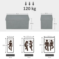 HOMCOM Aufbewahrungshocker, Polsterbank mit Stauraum und Deckel für Wohnzimmer, Schlafzimmer, Flur, Dunkelgrau(m-3)