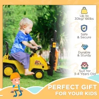 HOMCOM Kids Ride-On Construction Car, with Fork, Tray, Sounds - Yellow(m-7)
