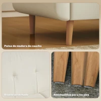 HOMCOM Sofá de 2 Plazas Tapizado en Lino con Reposabrazos y Patas de Madera Carga 250 kg para Dormitorio Oficina Crema(m-6)