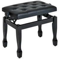 HOMCOM Sgabello Panca per Pianoforte con Altezza Regolabile 45-55cm, in Legno e pelle PU Nera(m-1)