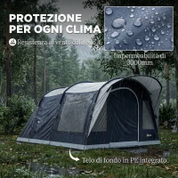 Outsunny Tenda Tunnel 2-4 Persone, Camera da Letto, Zona Giorno, Impermeabile, Blu Navy(m-5)