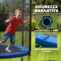 SPORTNOW Trampolino Elastico da Giardino Ø305x248 cm con Rete di Protezione e Scala, in Acciaio e PP, Blu(m-5)