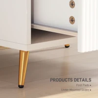 HOMCOM Elegant Two-Drawer Bedside Table - White(m-6)