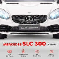HOMCOM Benz SLC 300  Licensed 12V Kids Electric Ride On, with Music, Remote Control, LED Headlights, Horn, White(m-4)