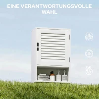 HOMCOM Badkamerkast Hangkast Wandkast met 1 deur, verstelbare planken 40 x 20 x 60 cm Wit(m-7)