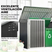 Outsunny Cobertizo para Contenedor de Basura Doble con Tapa Abatible y Puertas Doble 179,5x108x129,5 cm Gris Oscuro(m-7)