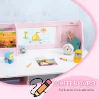 HOMCOM Kids Table and Chair Set w/ Whiteboard - Pink(m-5)